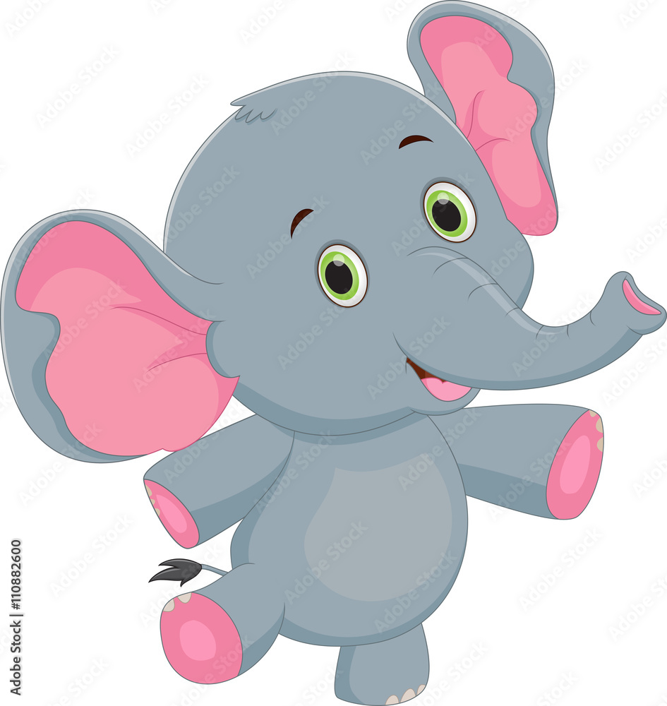 Naklejka premium Cute baby elephant cartoon