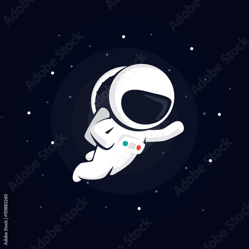 astronaut in space among the stars on a dark background. vector illustration with starry background