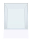 Glass cube on pedestal. 3d illustration 