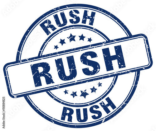 rush blue grunge round vintage rubber stamp