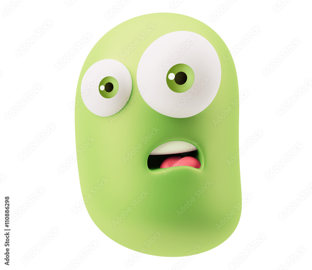 Fototapeta premium Surprised Emoticon Character Expression. 3d Rendering.