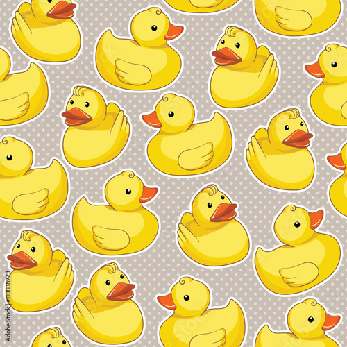 Vector seamless pattern with yellow ducks