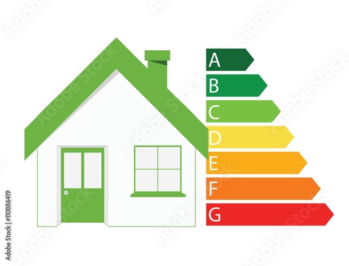 Ecology house icon with energetic classes. Vector illustration