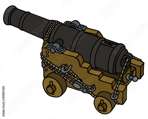 Historic naval cannon / Hand drawing, vector illustration