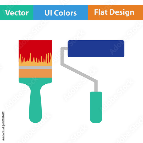 Flat design icon of construction paint brushes