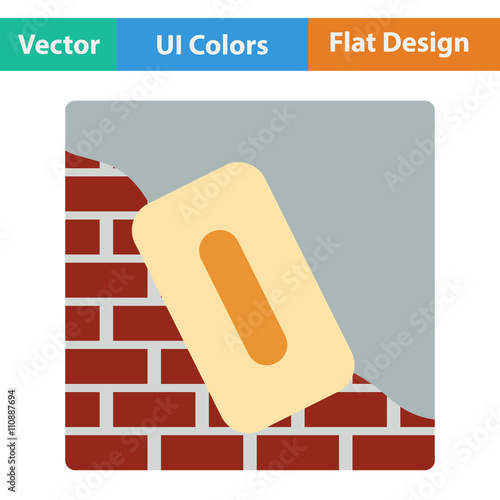 Flat design icon of plastered brick wall