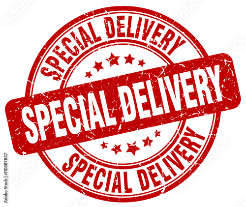 special delivery red grunge round vintage rubber stamp