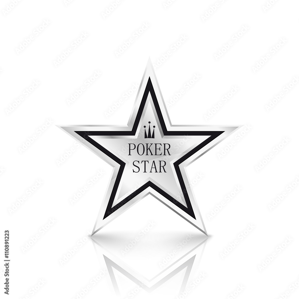 Obraz premium Silver star on white background. Poker concept. Vector Illustration