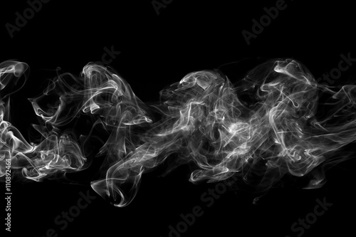 Fototapeta Naklejka Na Ścianę i Meble -  White smoke, isolated on black background.