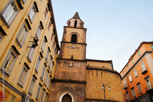 Autumn day in Quartiere San Giuseppe, Naples ,with old church of San Pietro a Majella 
