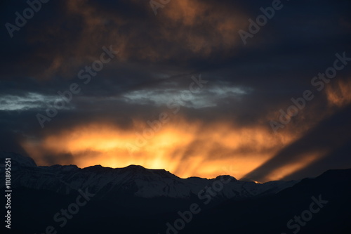 sunrise at mount Andes in Santiago Chile