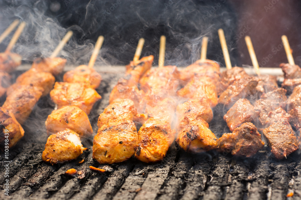 Street food - grilled shish kebab Street food - grilled shish kebab