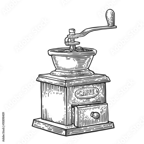 Coffee mill. Hand drawn style. 