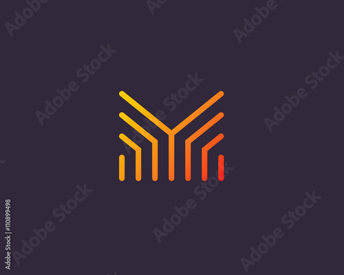 Line letter M logotype. Abstract moving airy logo icon design, ready symbol creative vector sign.