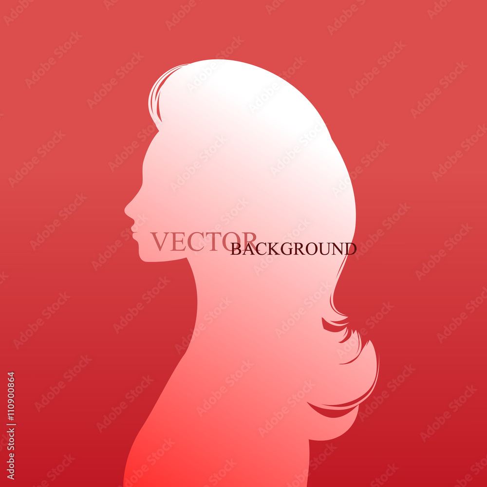 silhouette girl, hair profile, vector