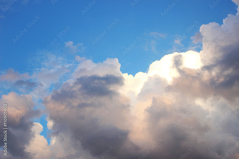 Blue sky background with white clouds. Clouds with blue sky. Clouds background. Sky print. Clouds print