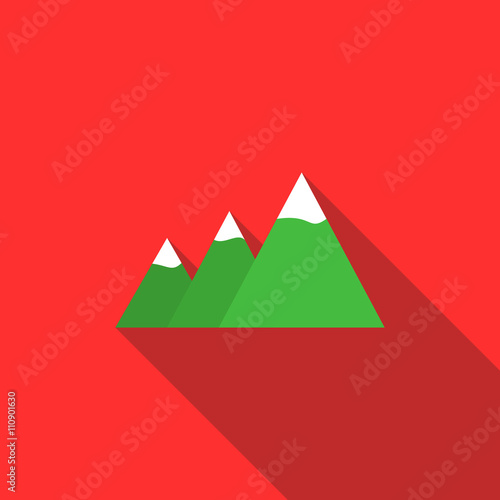 Mountains icon, flat style