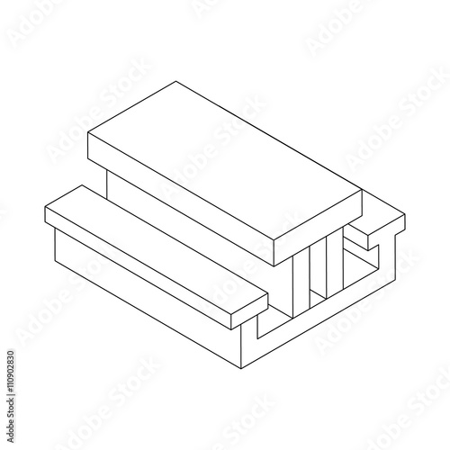 Picnic table icon, isometric 3d style