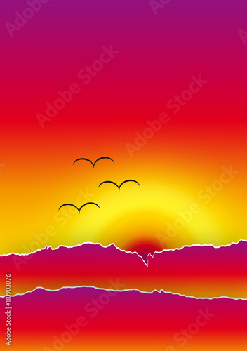 Quadro arte moderna - Paesaggio al tramonto