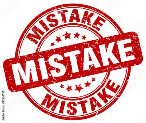 mistake red grunge round vintage rubber stamp