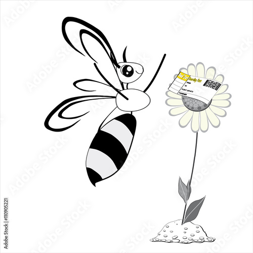Bee rejoice in front of a flower