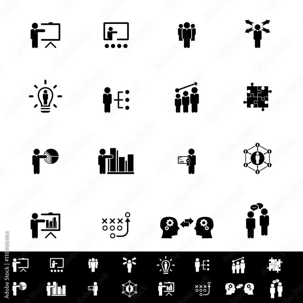 Business training icon set Business training icon set