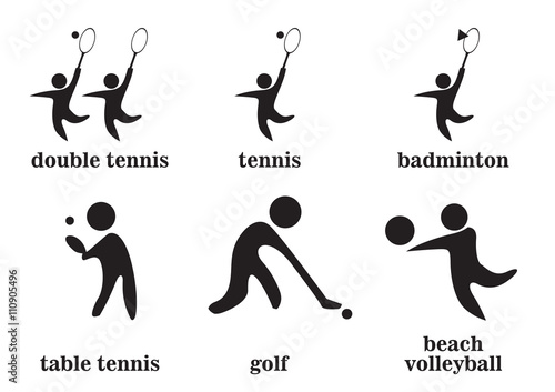 double tennis, tennis, badminton, table tennis, golf, beach volleyball sport icons