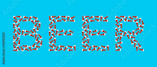 Beer logo of glasses with red beer on blue background