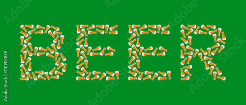 Beer logo of glasses with wheat beer on green background