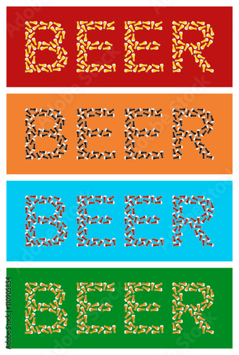 Set of beer logos of beer glasses on colored backgrounds