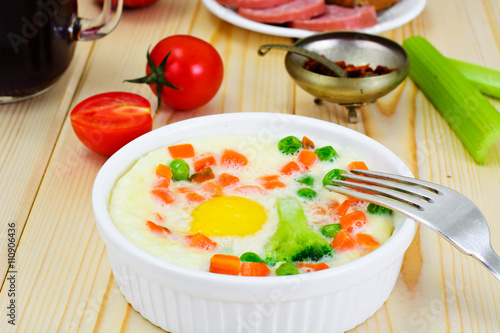 Healthy and Diet Food: Scrambled Eggs with Vegetables