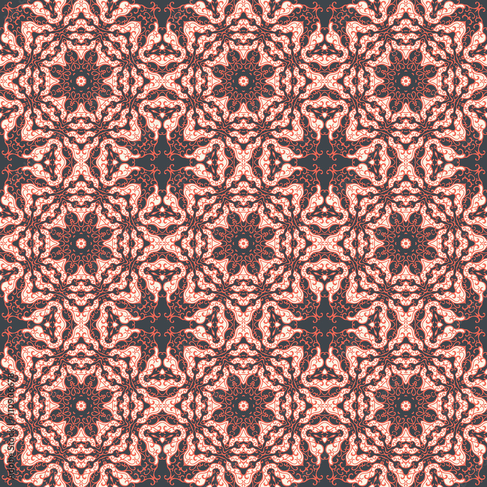 Seamless pattern with mosaic lace ornament