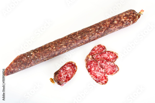 Dried Sausage on a Light Background