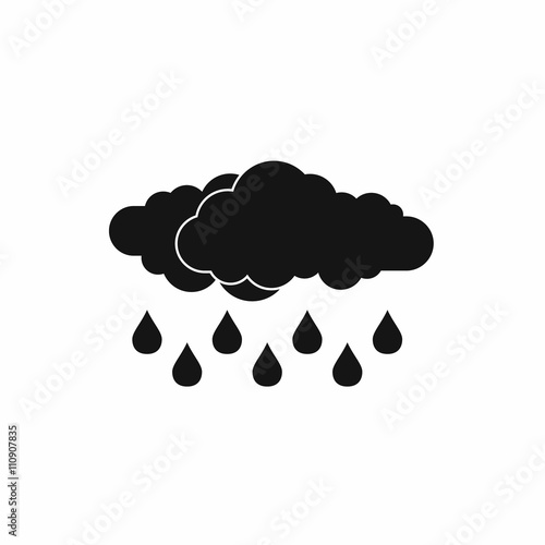 Cloud with rain drop icon, simple style 
