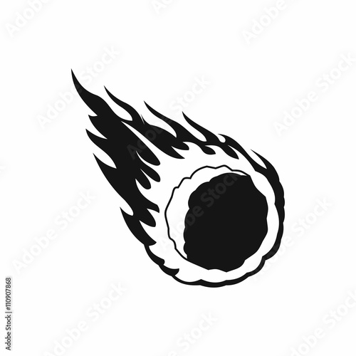 Falling meteor with long tail icon, simple style