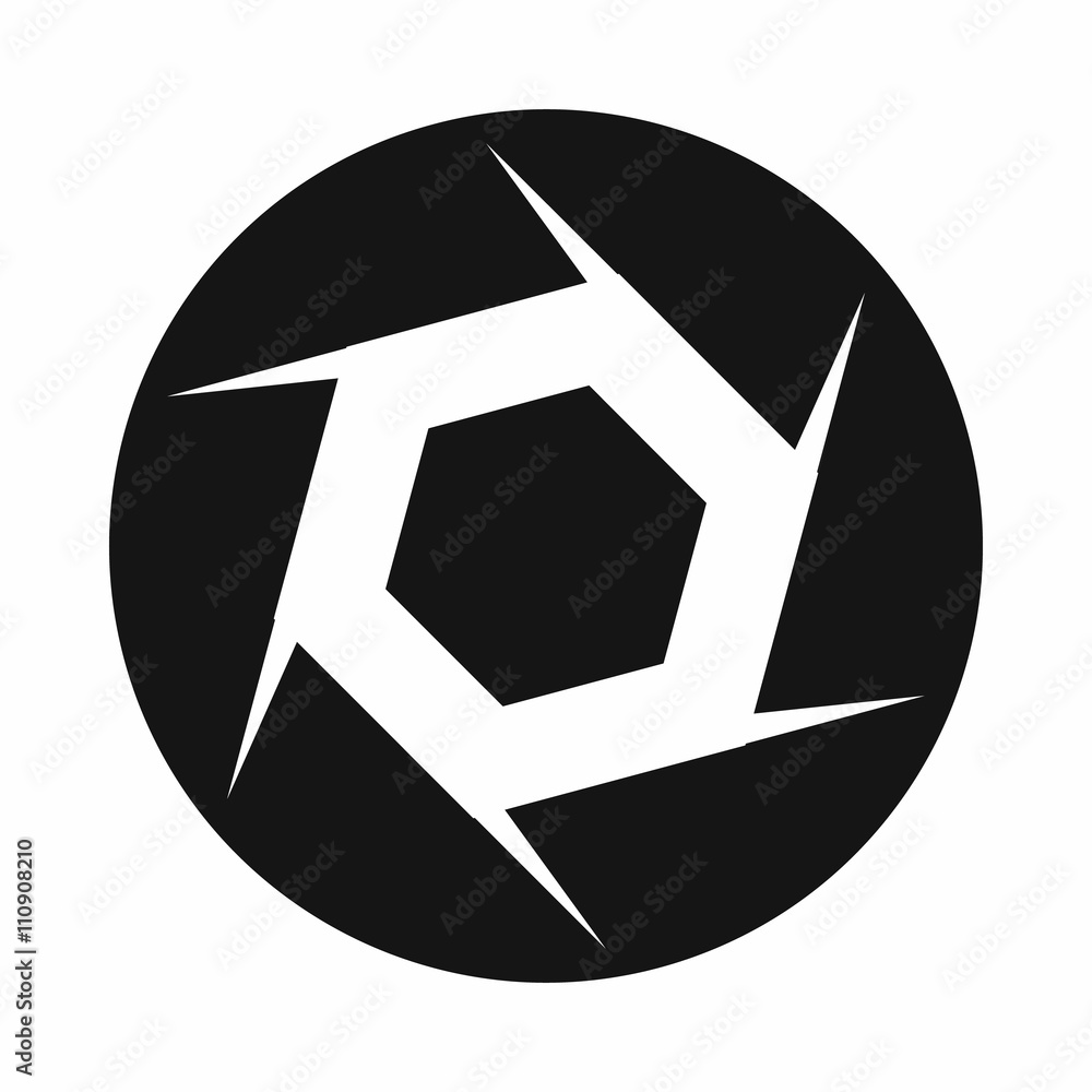 Camera shutter aperture icon, simple style Camera shutter aperture icon, simple style