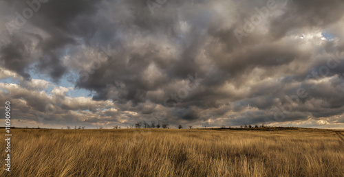 storm clouds in the autumn steppe