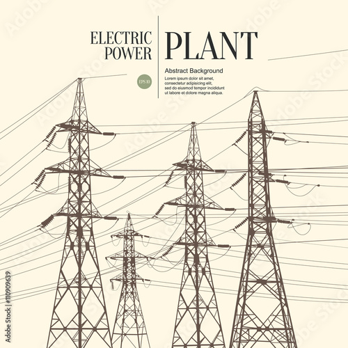 Abstract sketch stylized background. Electric power plant