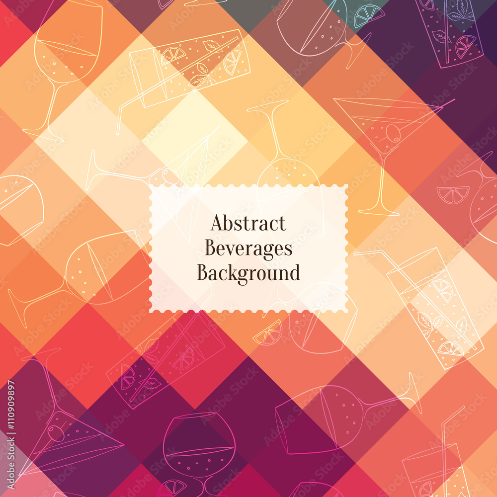 Bright beverages background with drinks icons Bright beverages background with drinks icons