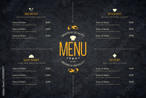 Leinwand Poster Restaurant menu design
