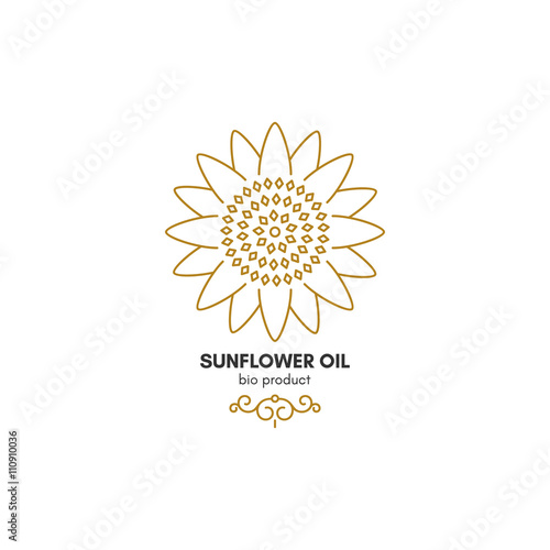 Vintage sunflower logotype, symbol design
