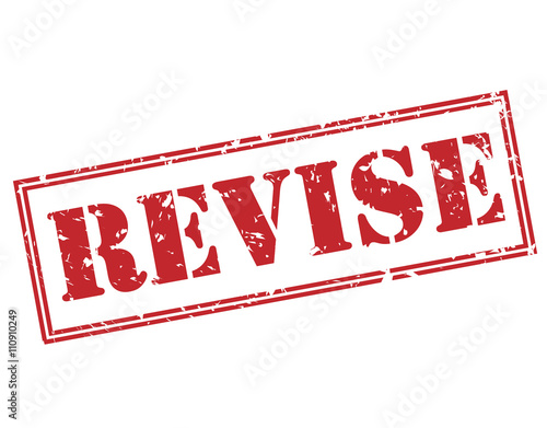 revise red stamp on white background