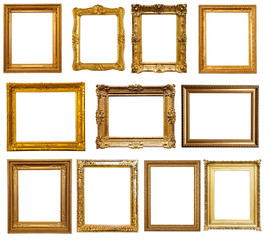 gold frames. Isolated over white