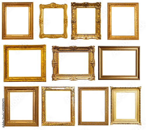 gold frames. Isolated over white