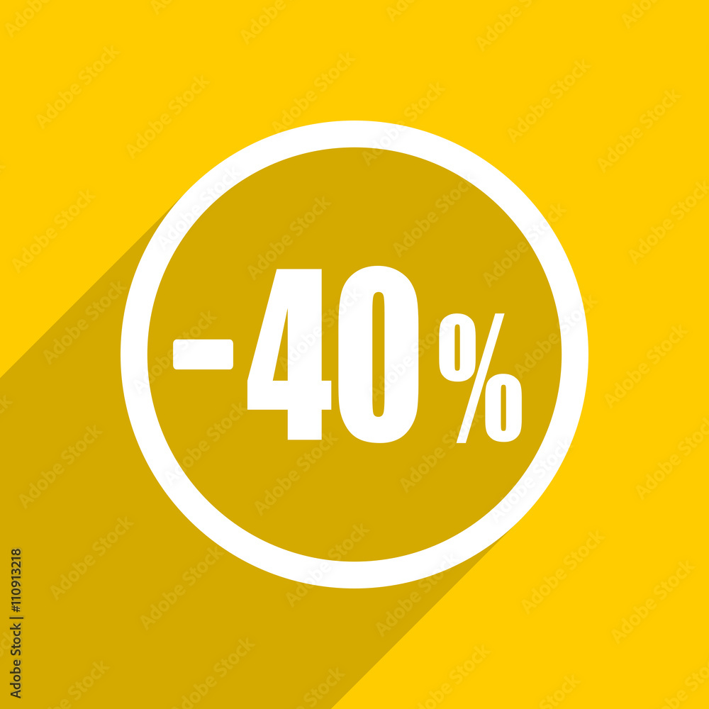 yellow flat design 40 percent sale retail modern web icon for mobile app and internet yellow flat design 40 percent sale retail modern web icon for mobile app and internet