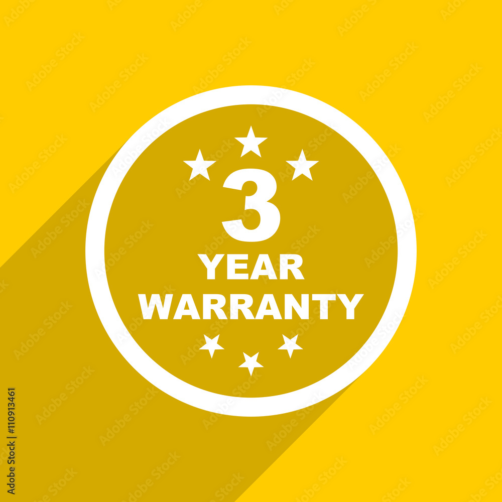 yellow flat design warranty guarantee 3 year modern web icon for mobile app and internet yellow flat design warranty guarantee 3 year modern web icon for mobile app and internet