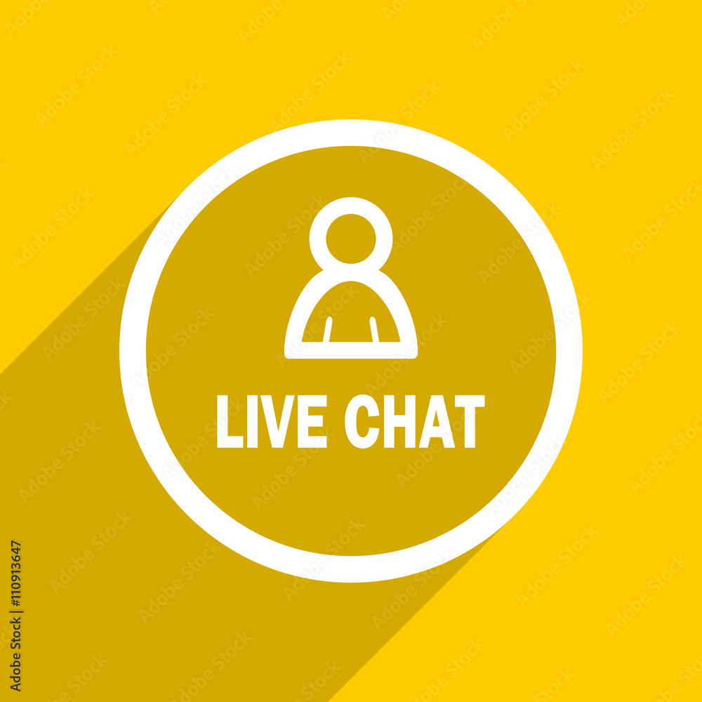 yellow flat design live chat modern web icon for mobile app and internet yellow flat design live chat modern web icon for mobile app and internet