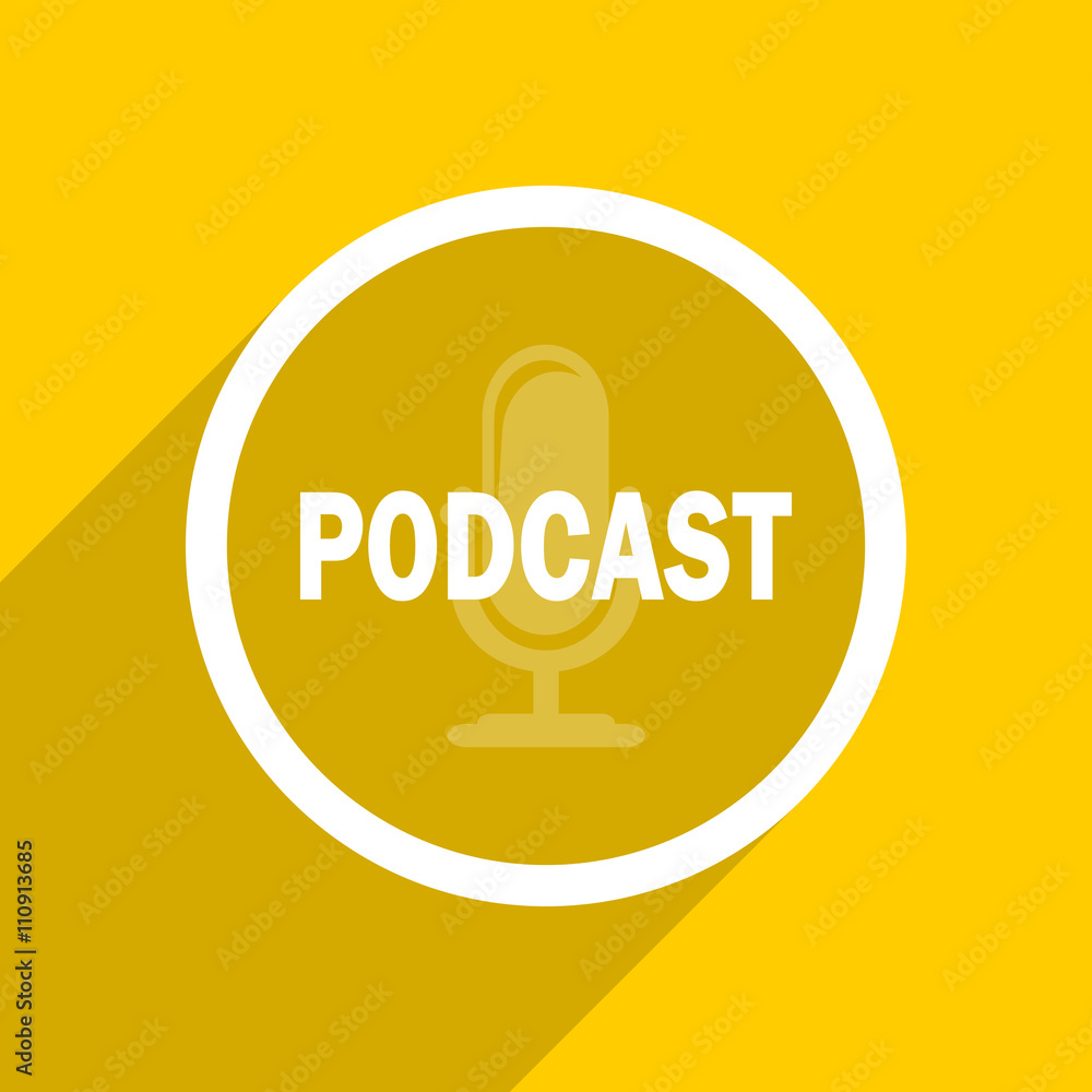 yellow flat design podcast modern web icon for mobile app and internet yellow flat design podcast modern web icon for mobile app and internet