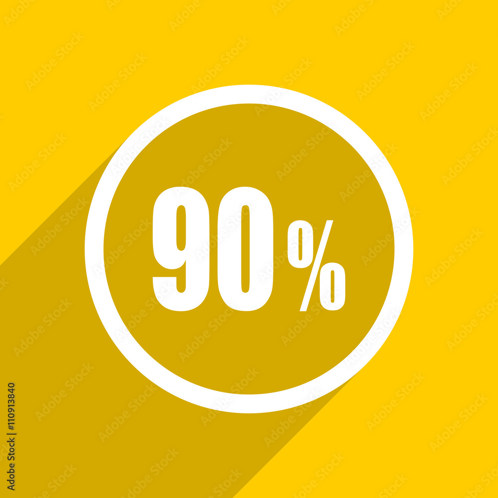yellow flat design 90 percent modern web icon for mobile app and internet yellow flat design 90 percent modern web icon for mobile app and internet