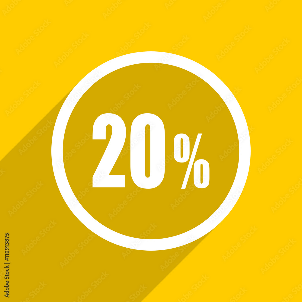 yellow flat design 20 percent modern web icon for mobile app and internet yellow flat design 20 percent modern web icon for mobile app and internet